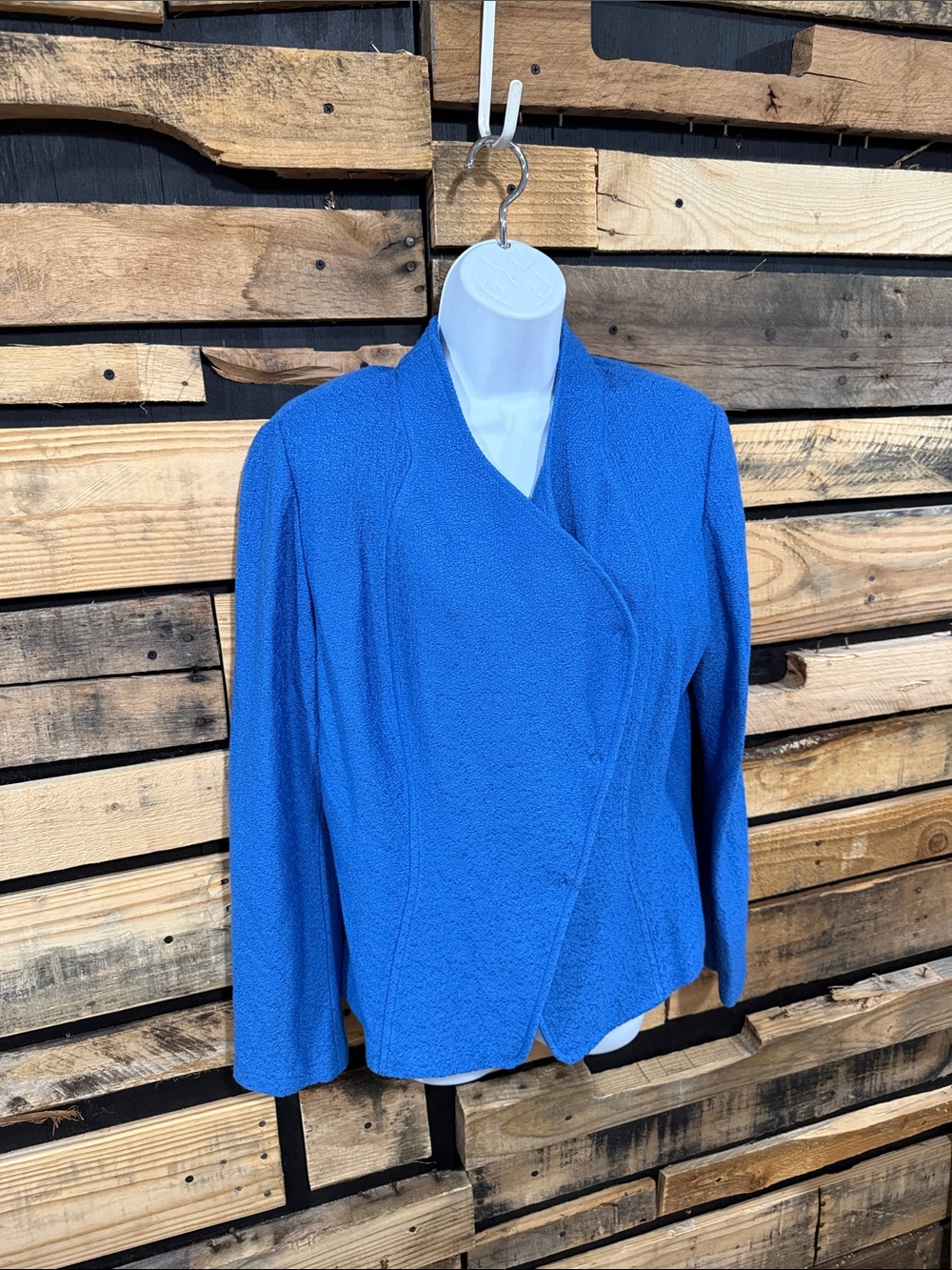 St. John Collection Wool Blend Hannah Knit Stand Collar Jacket, Niagara, Size 10 - Picture 6 of 12